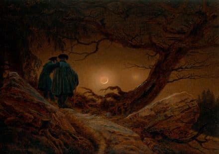 Friedrich, Casper David: Two Men Contemplating the Moon. Fine Art Print/Poster (3910)