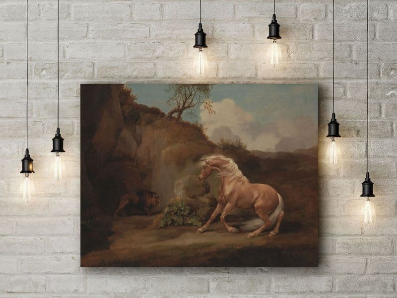 George Stubbs: Horse Frightened by a Lion. Fine Art Canvas.