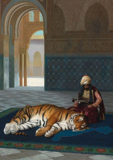 Gerome, Jean Leon: Le Tigre et le Gardien. Fine Art Print/Poster. Sizes: A4/A3/A2/A1 (003001)