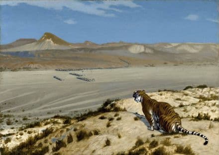 Gerome, Jean Leon: Tiger on the Watch. Fine Art Print/Poster. Sizes: A4/A3/A2/A1 (002876)
