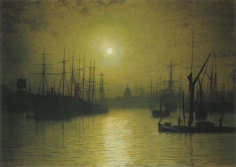 Grimshaw, John Atkinson: Nightfall on the Thames. Fine Art Print/Poster. Sizes: A4/A3/A2/A1 (003329)
