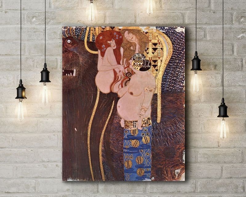 Gustav Klimt: The Beethoven Frieze: The Longing for Happiness. Fine Art Canvas.