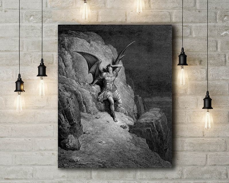 Gustave Dore: Depiction of Satan. Fine Art Canvas.