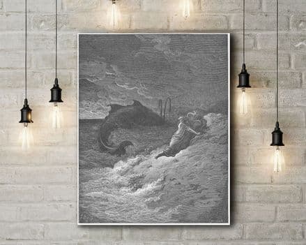 Gustave Dore: Jonah and the Whale. Fine Art Canvas.