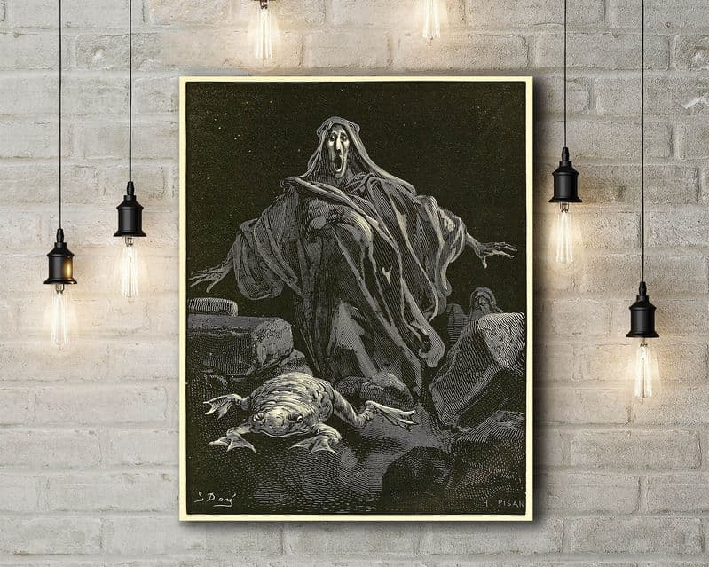 Gustave Dore: The Shriek of Timidity. Fine Art Canvas.