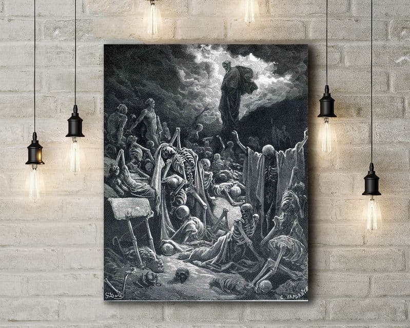 Gustave Dore: The Vision of the Valley of Dry Bones. Fine Art Canvas.