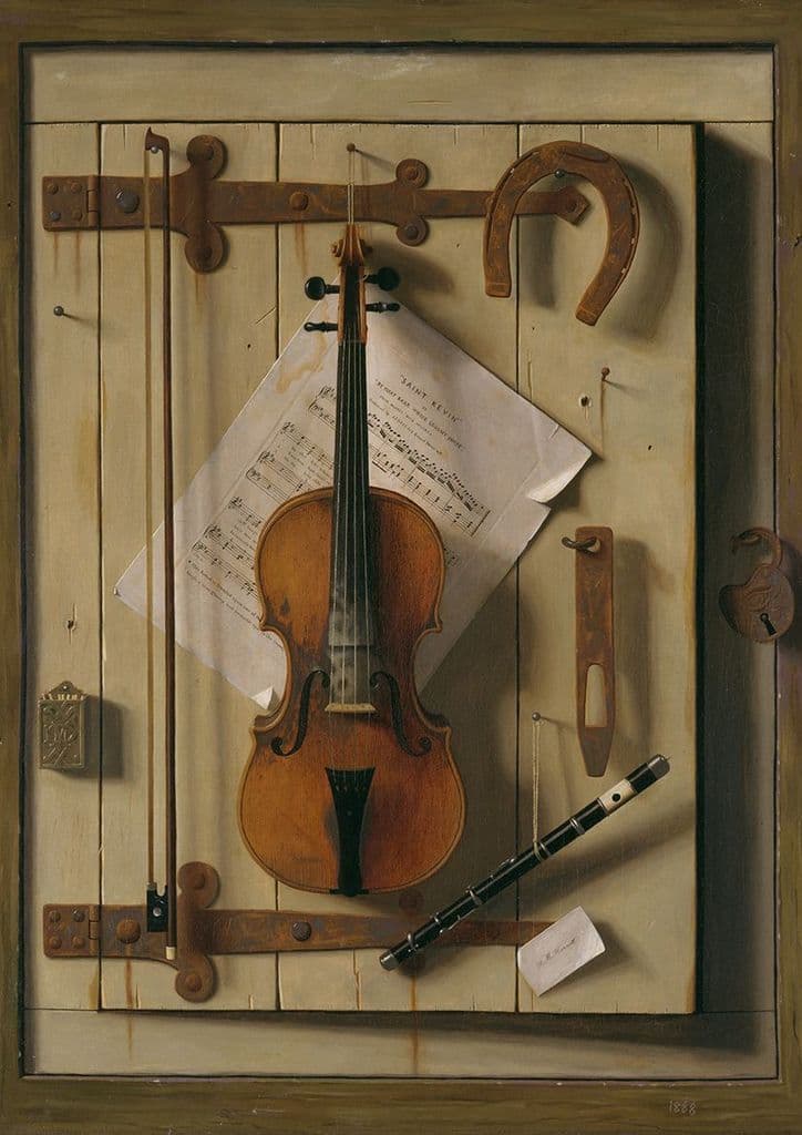 Harnett, William Michael: Still Life - Violin and Music. Fine Art Print/Poster (4940)
