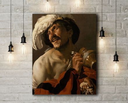 Hendrick Ter Brugghen: The Merry Drinker. Fine Art Canvas.