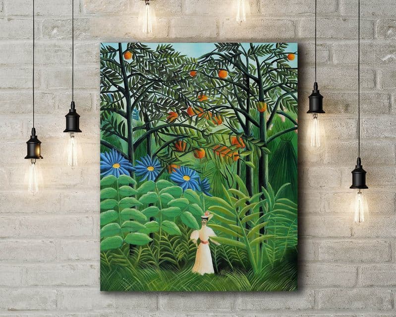 Henri Rousseau: Woman Walking in an Exotic Forest. Fine Art Canvas.