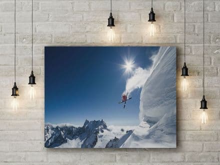 Higher by Tristan Shu. Photographic Skiing Action Freeride Jump Skier Art Canvas