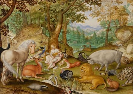 Hoefnagel, Jacob: Orpheus Charming the Animals. Fine Art Print/Poster. Sizes: A4/A3/A2/A1 (004072)