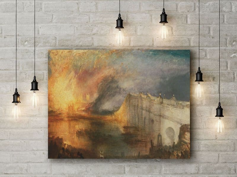 J.M.W Turner: The Burning of the Houses of Lords and Commons, October 16, 1834. Fine Art Canvas.
