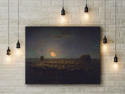 Jean-François Millet: The Sheepfold, Moonlight. Fine Art Canvas.