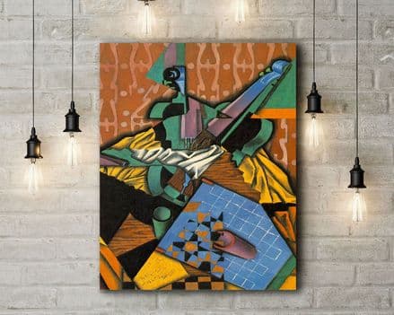 Juan Gris: Violin And Checkerboard. Fine Art Canvas.