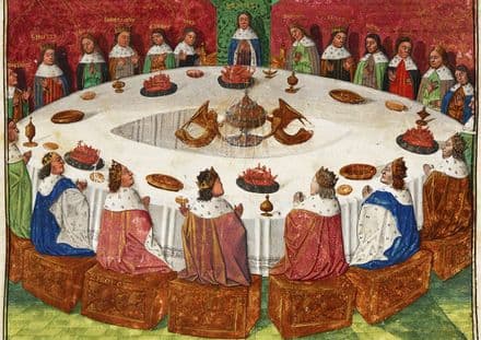King Arthur's Knights, gathered at the Round Table to Celebrate Pentecost. Print/Poster (5402)