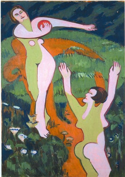 Kirchner, Ernst Ludwig: Women Playing With a Ball. Fine Art Print/Poster. Sizes: A4/A3/A2/A1 (00497)