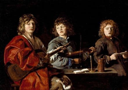 Le Nain, Antoine: The Three Young Musicians. Fine Art Print/Poster. Sizes: A4/A3/A2/A1 (001489)