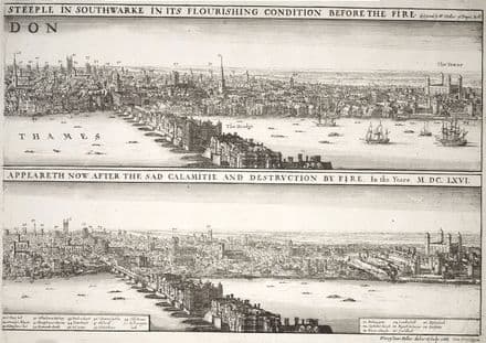 London England Before and After the Fire, 17th Century Print/Poster (5272)