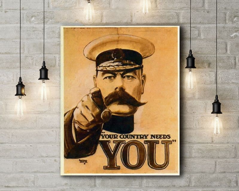 Lord Kitchener: Your Country Needs You. Vintage Style Canvas.