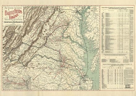 Map of Battle Fields of Virginia 1902. Print/Poster (4892)