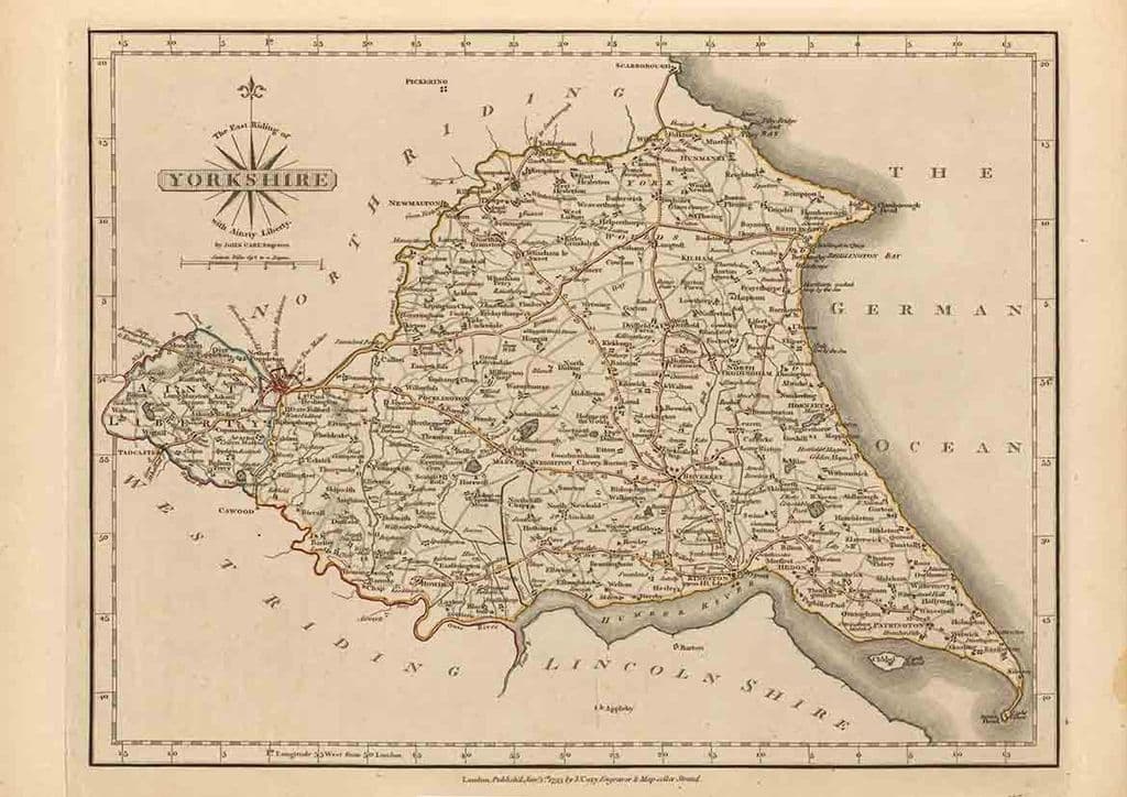 Map of East Riding of Yorkshire England 1793 Fine Art Map Print/Poster