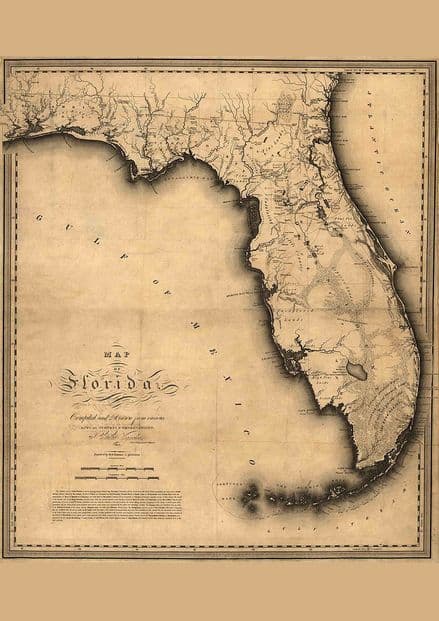 Map Of Florida 1823. Print/Poster (4849)