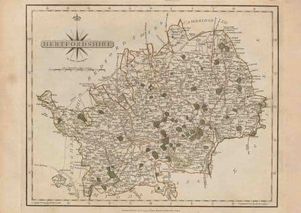 Map of Hertfordshire, England 1793. Fine Art Map Print/Poster