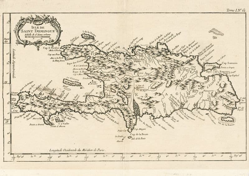Map of Hispaniola Haiti Dominican Republic 1764. Print/Poster (5132)