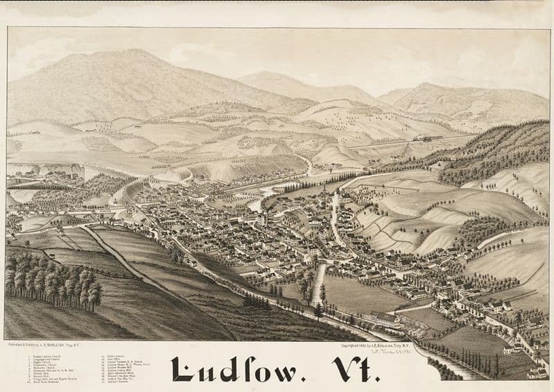 Map Of Ludlow Vermont 1885. Print/Poster (4886)