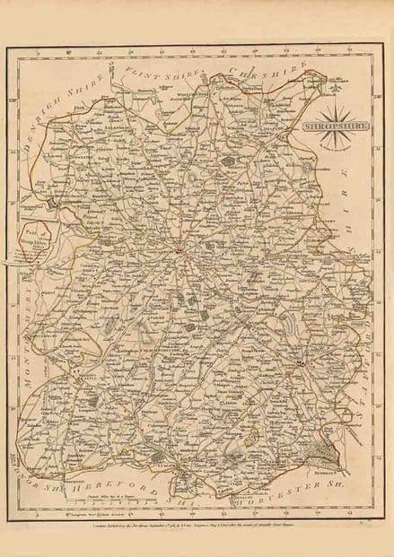 Map of Shropshire, England 1793. Fine Art Map Print/Poster