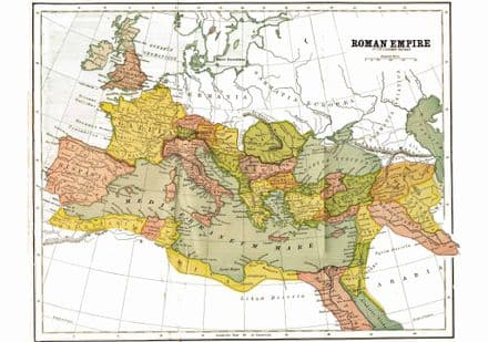 Map of the Roman Empire at its Largest Extent, with Provinces, in 150 AD. Print/Poster (4948)