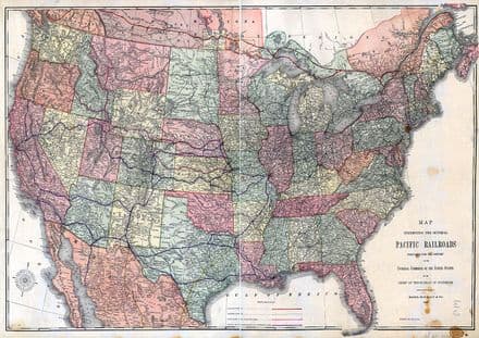 Map of Transcontinental Railroads 1883. Print/Poster (4877)