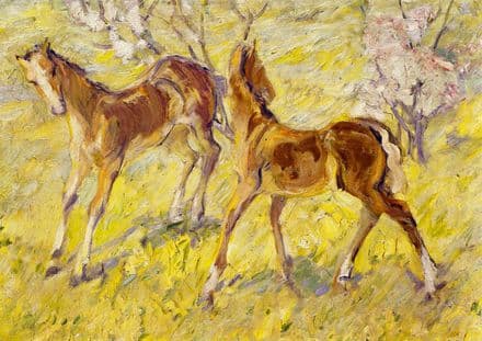 Marc, Franz: Jumping Foal. Fine Art Horses/Animal Print/Poster. Sizes: A4/A3/A2/A1 (00695)