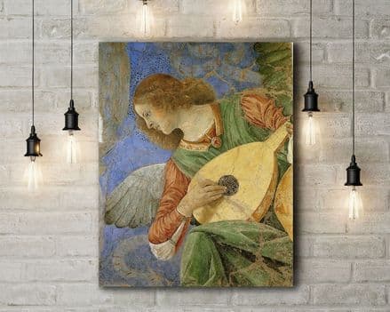 Melozzo da Forli: Music Making Angel (Angel Playing a Lute). Fine Art Canvas.