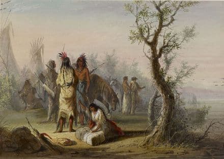 Miller, Alfred Jacob: An Indian Camp. Fine Art Print/Poster. Sizes: A4/A3/A2/A1 (003844)