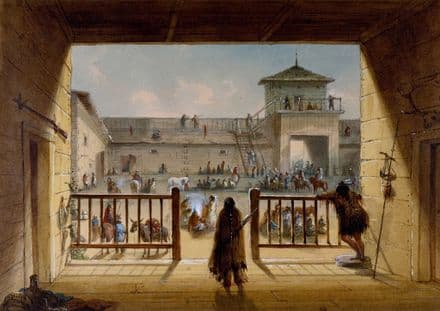 Miller, Alfred Jacob: Interior of Fort Laramie. Fine Art Print/Poster. Sizes: A4/A3/A2/A1 (003816)