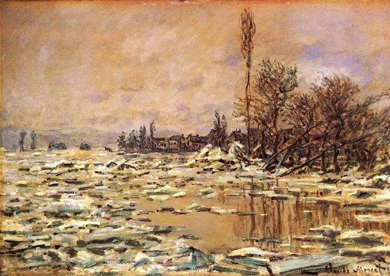 Monet, Claude: Drift Ice at Vetheuil. Fine Art Print/Poster. Sizes: A4/A3/A2/A1 (00754)