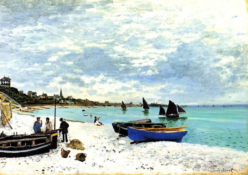 Monet, Claude: On the Beach at Sainte-Adresse. Fine Art Print/Poster. Sizes: A4/A3/A2/A1 (00768)
