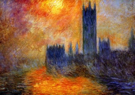 Monet, Claude: The Houses of Parliament, Sunset. Fine Art Print/Poster. Sizes: A4/A3/A2/A1 (00246)