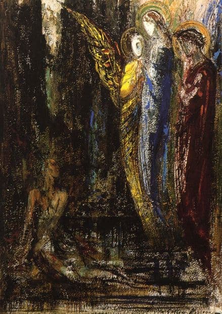 Moreau, Gustave: Job and the Angels. Fine Art Print/Poster. Sizes: A4/A3/A2/A1 (00523)