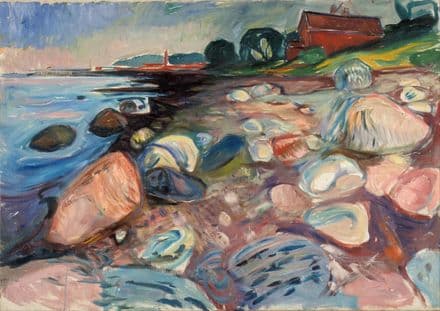 Munch, Edvard: Shore with Red House. Fine Art Print/Poster. Sizes: A4/A3/A2/A1 (0084)