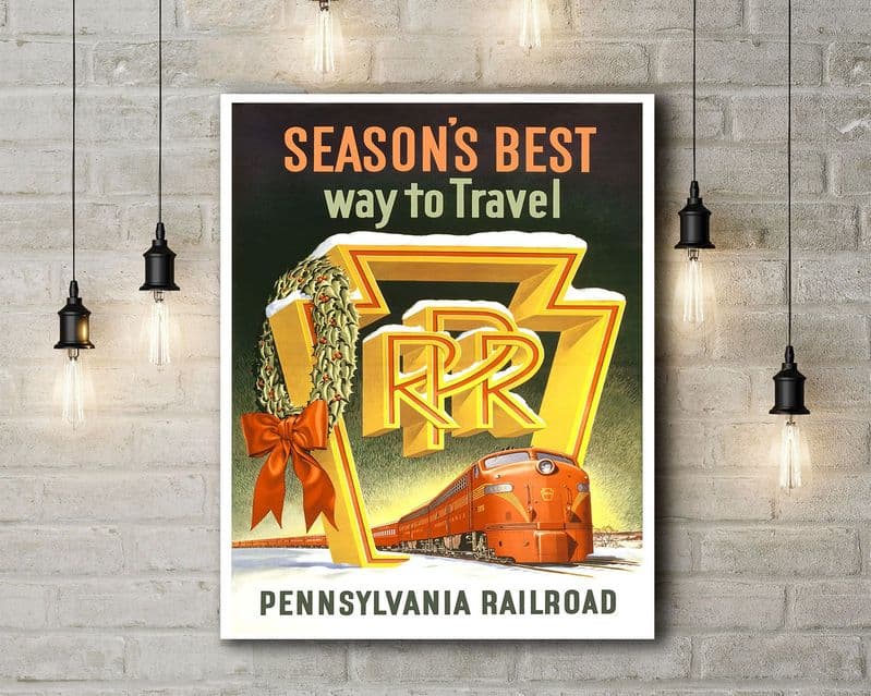 Pennsylvania Railroad, Vintage Travel Illustration. Fine Art Canvas.