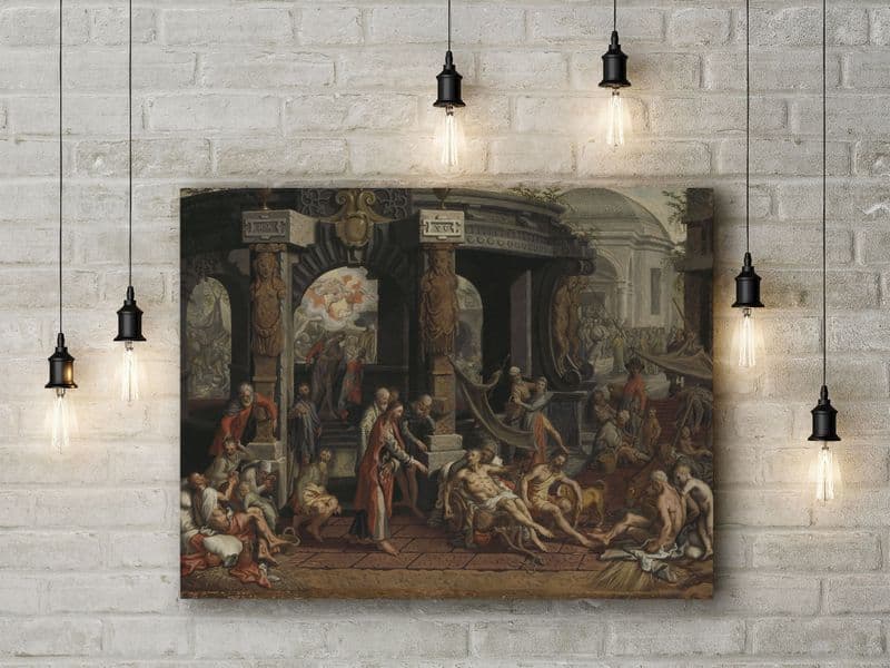 Pieter Aertsen: The Healing of the Paralytic Pool of Bethesda. Historical Fine Art Canvas.