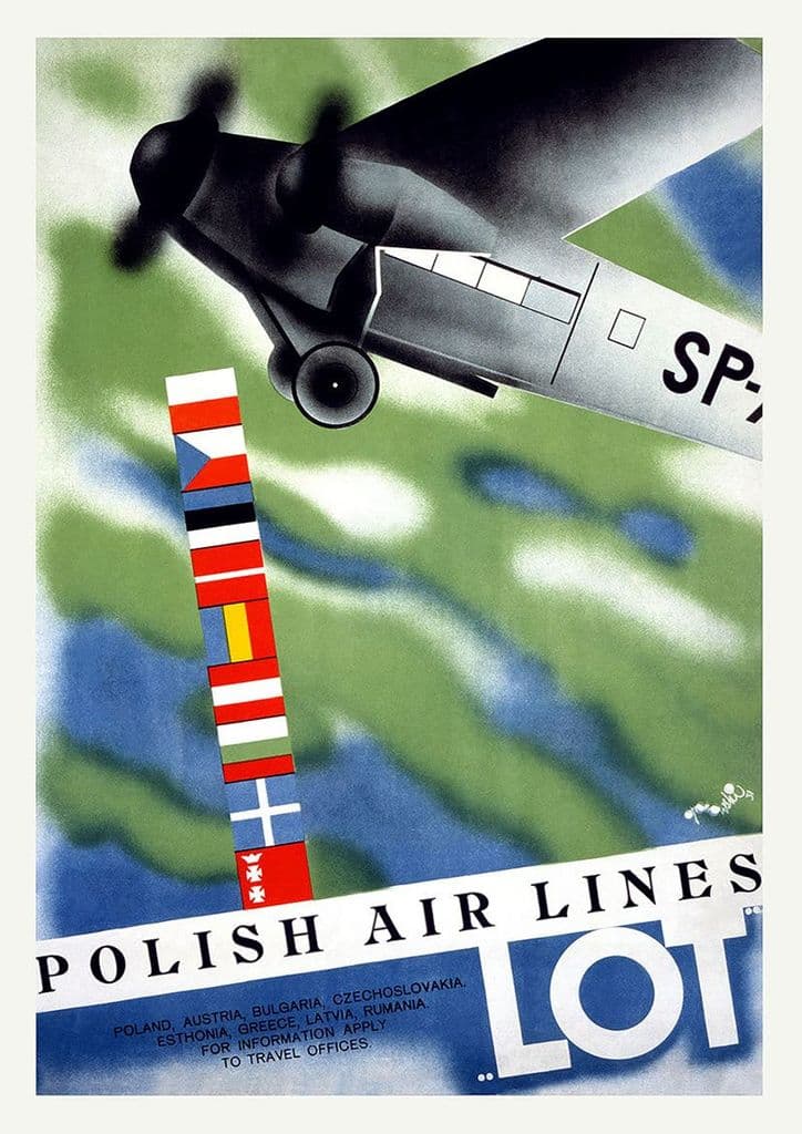 Polish Airlines. Vintage Travel/Tourism Print/Poster. Sizes: A4/A3/A2/A1 (002722)