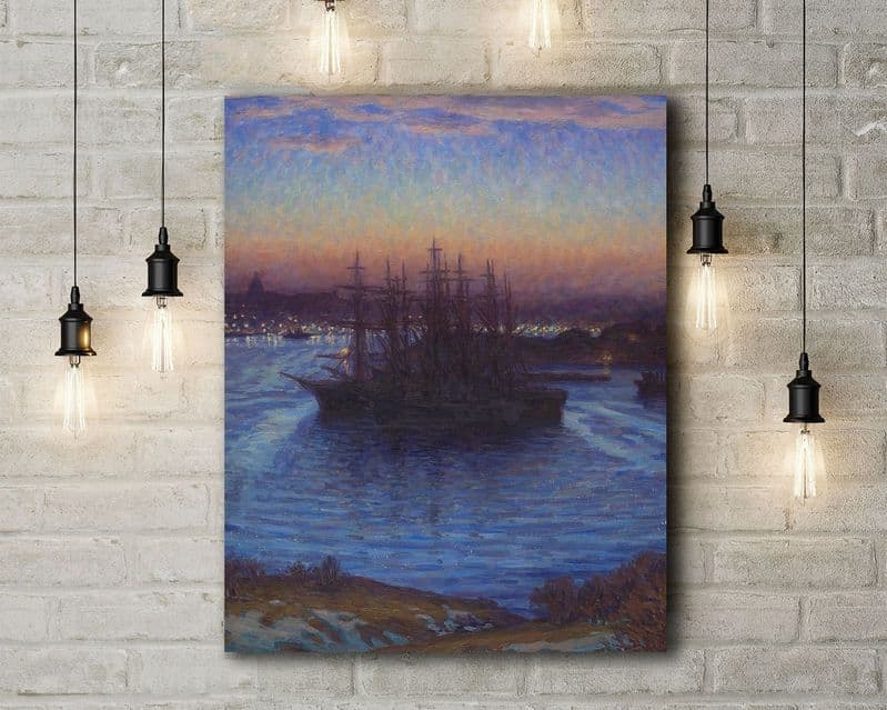 Prince Eugen: Ships at Anchor, Winter. Fine Art Canvas.