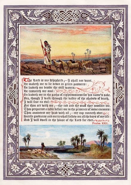 Psalm 23, King James Bible (1880) The Lord Is My Shepherd. Print/Poster (5458)