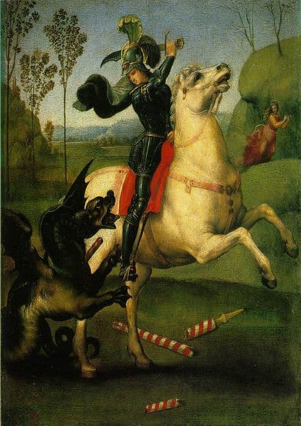 Raphael: Saint George Struggling with the Dragon. Fine Art Print/Poster. Sizes: A4/A3/A2/A1 (0025)