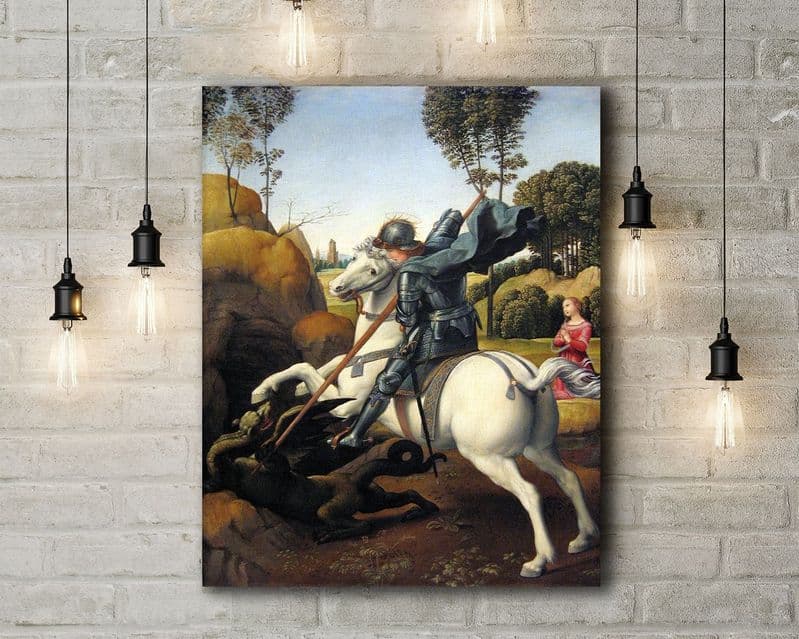 Raphael: St George and the Dragon. Fine Art Canvas.