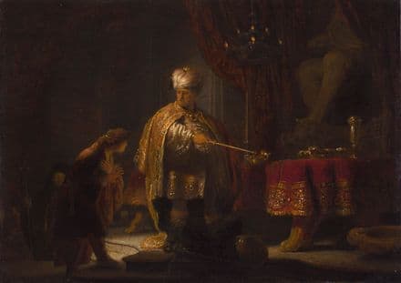 Rembrandt: Daniel and Cyrus Before the Idol Bel. Fine Art Print/Poster. Sizes: A4/A3/A2/A1 (004298)