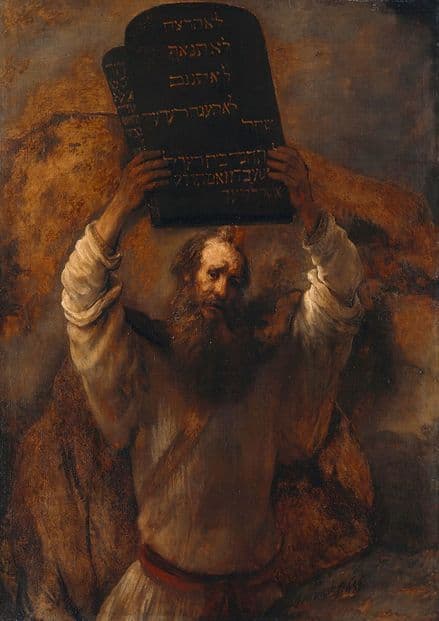 Rembrandt: Moses with the Ten Commandments. Fine Art Print/Poster. Sizes: A4/A3/A2/A1 (003904)